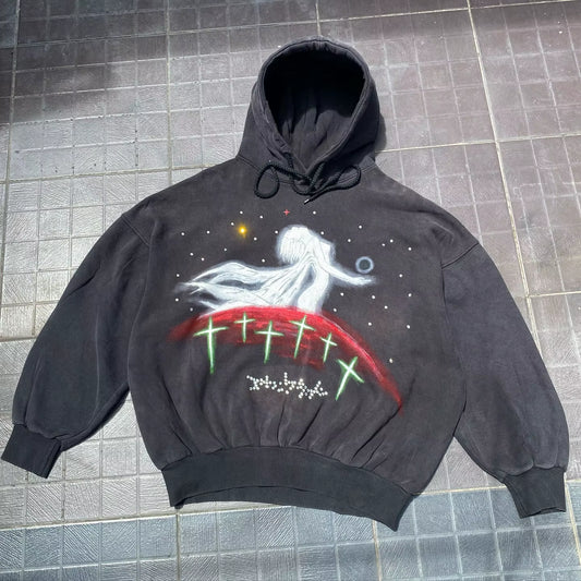 Street Design Cool Hoodies Men and Women Look Forward to the Universe Y2K Oversized Hoodies Men Hip Hop High Street Leisure